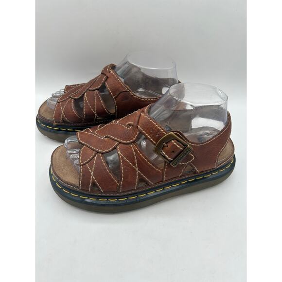 Dr. Martens VTG Y2K 90s Brown Leather Chunky Fisherman Sandals Womens US 9 - Picture 4 of 10